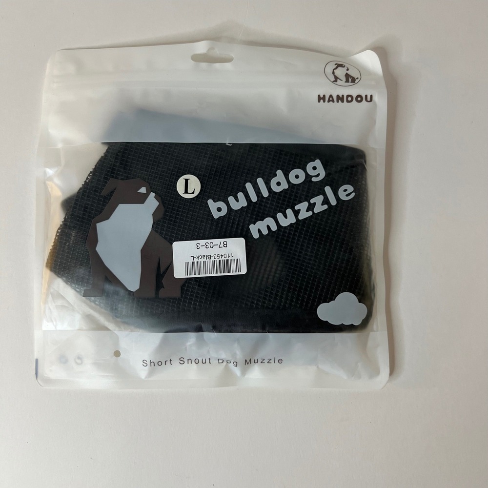 Handou Bulldog Muzzle Black L Short Snout Dog Muzzle NIP
